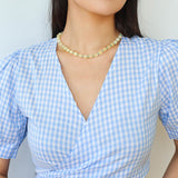 Yellow Natural Stone Amazonite Beaded Necklace - floysun