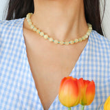 Yellow Natural Stone Amazonite Beaded Necklace - floysun