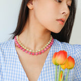 Yellow Natural Stone Amazonite Beaded Necklace - floysun