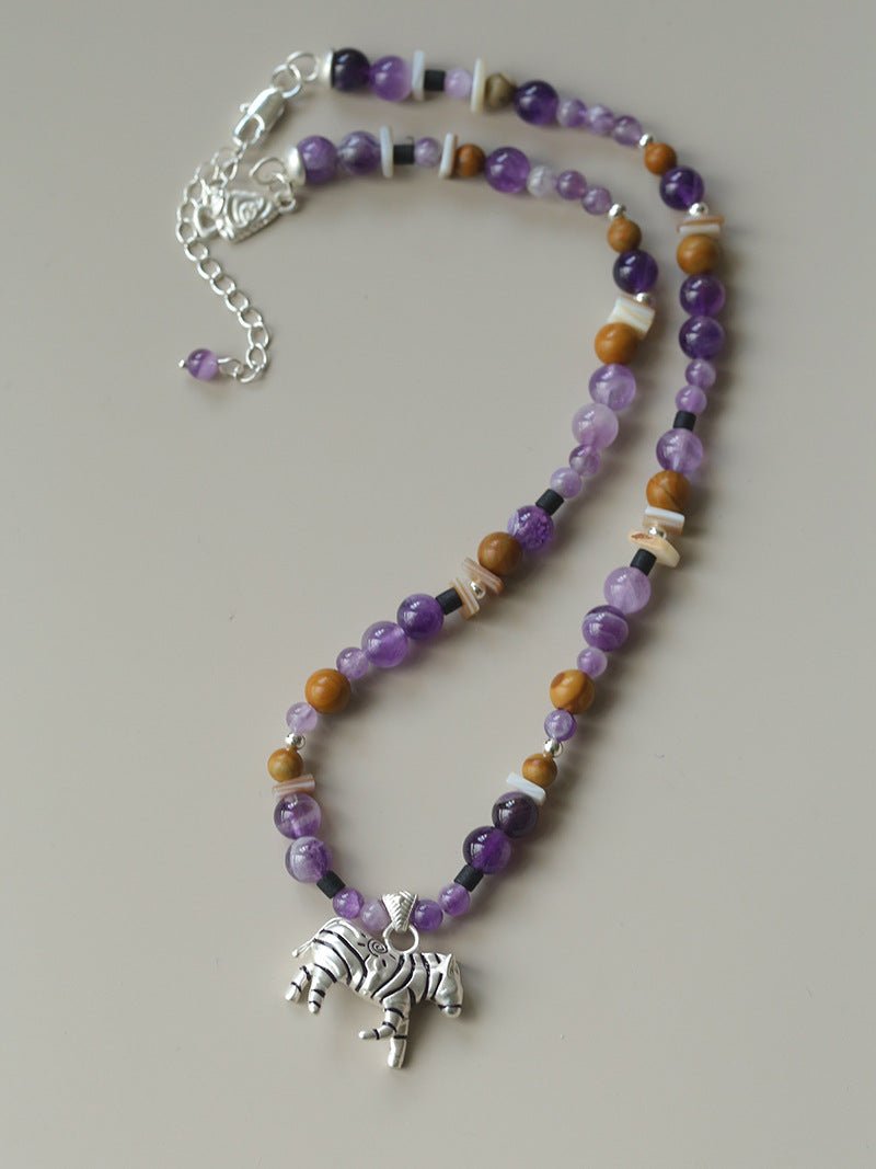 Zebra Enamel Beaded Necklace - floysun