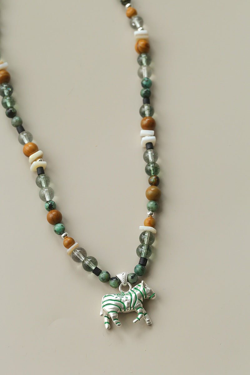 Zebra Enamel Beaded Necklace - floysun