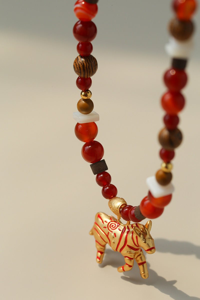 Zebra Enamel Beaded Necklace - floysun