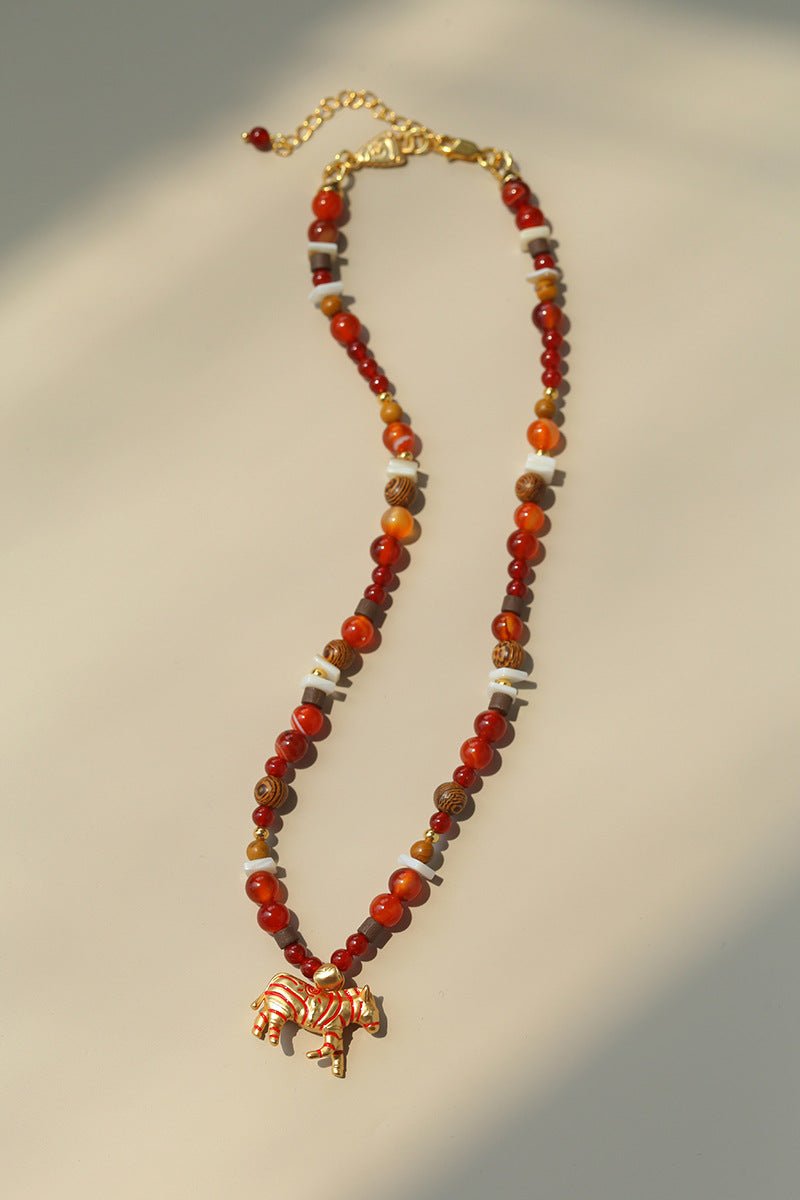 Zebra Enamel Beaded Necklace - floysun