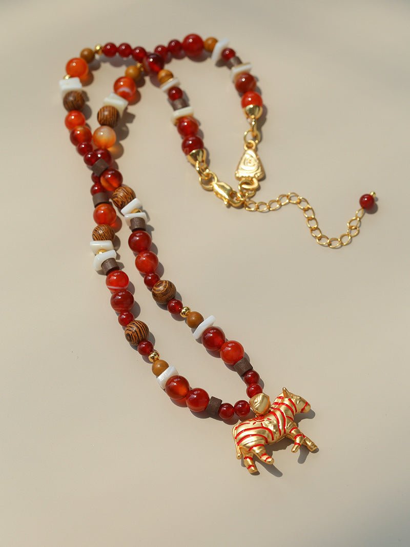 Zebra Enamel Beaded Necklace - floysun