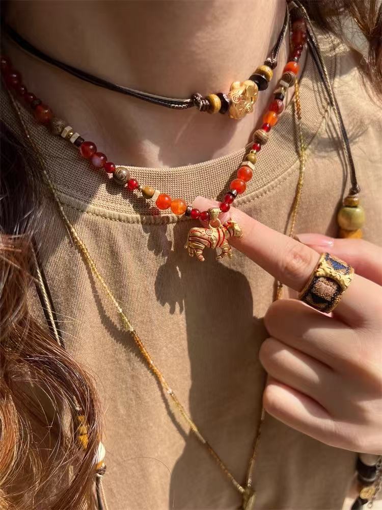 Zebra Enamel Beaded Necklace - floysun