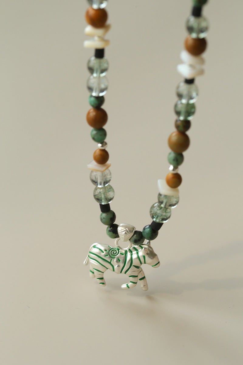 Zebra Enamel Beaded Necklace - floysun