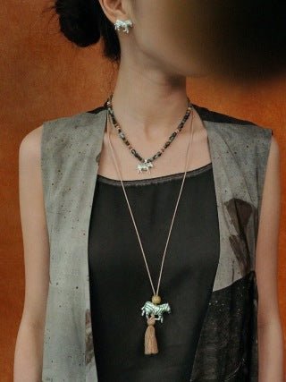 Zebra Enamel Beaded Necklace - floysun