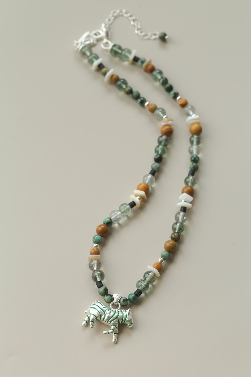 Zebra Enamel Beaded Necklace - floysun