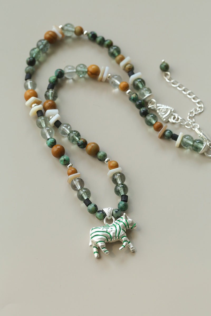Zebra Enamel Beaded Necklace - floysun