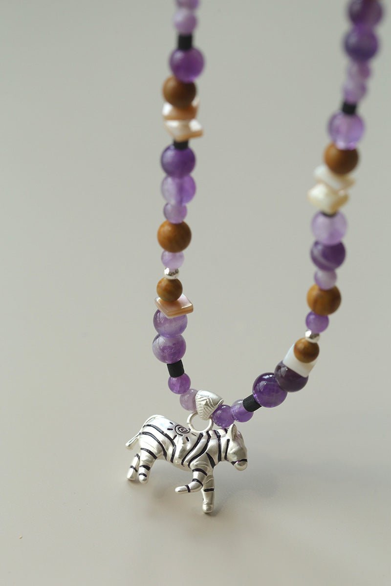 Zebra Enamel Beaded Necklace - floysun