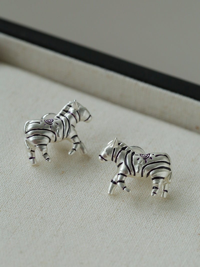 Zebra Enamel Stud Earrings - floysun
