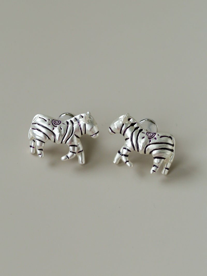 Zebra Enamel Stud Earrings - floysun