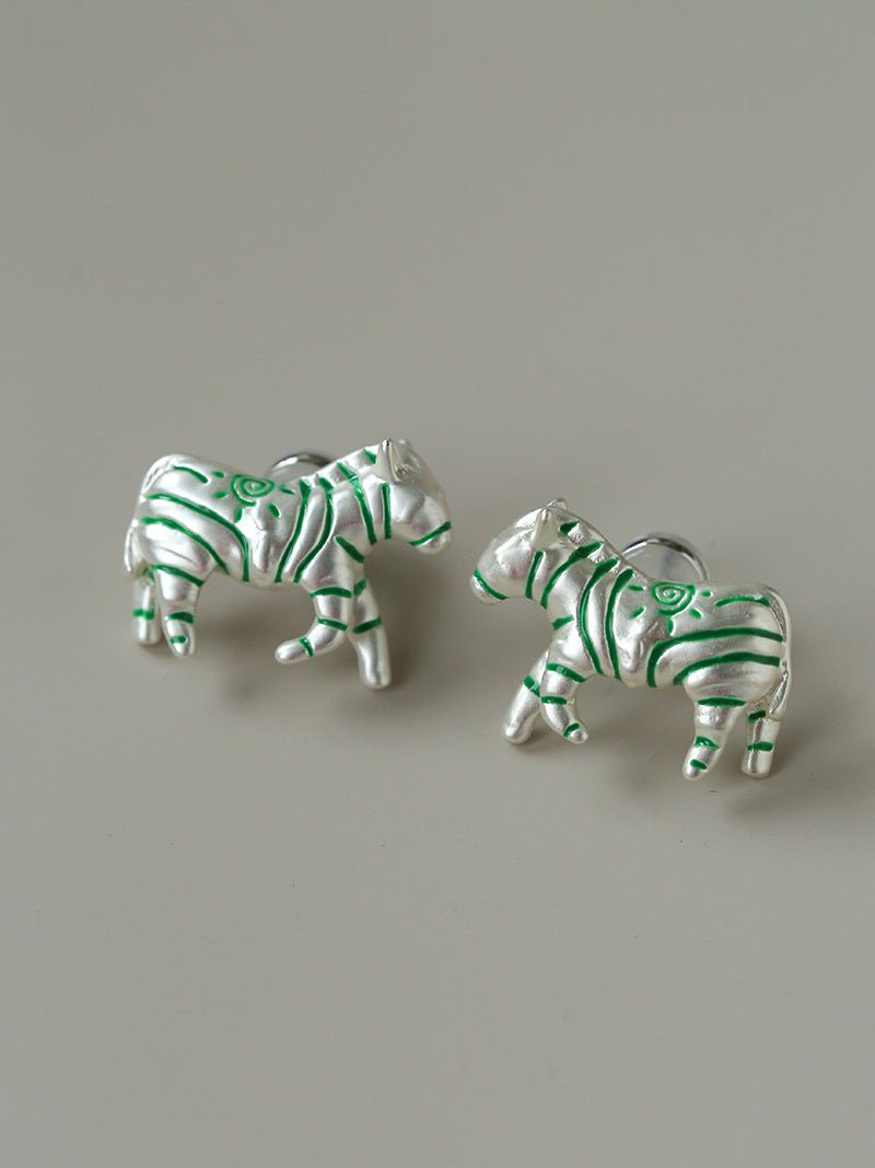 Zebra Enamel Stud Earrings - floysun