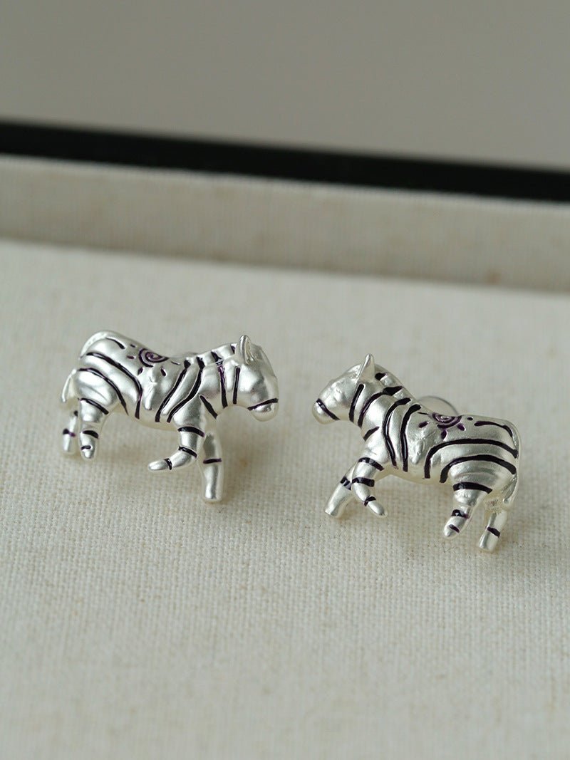 Zebra Enamel Stud Earrings - floysun