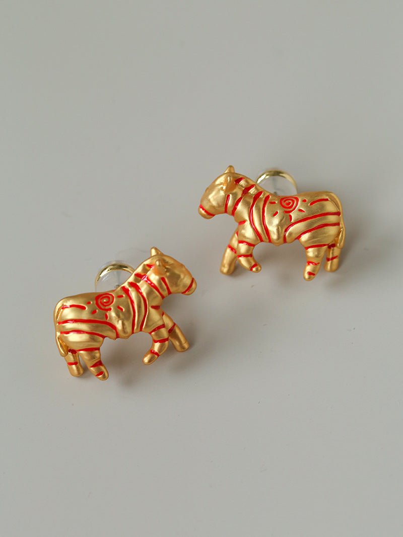 Zebra Enamel Stud Earrings - floysun
