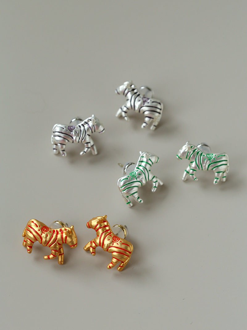 Zebra Enamel Stud Earrings - floysun