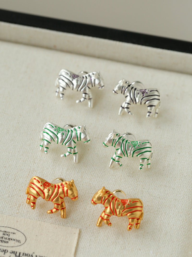 Zebra Enamel Stud Earrings - floysun