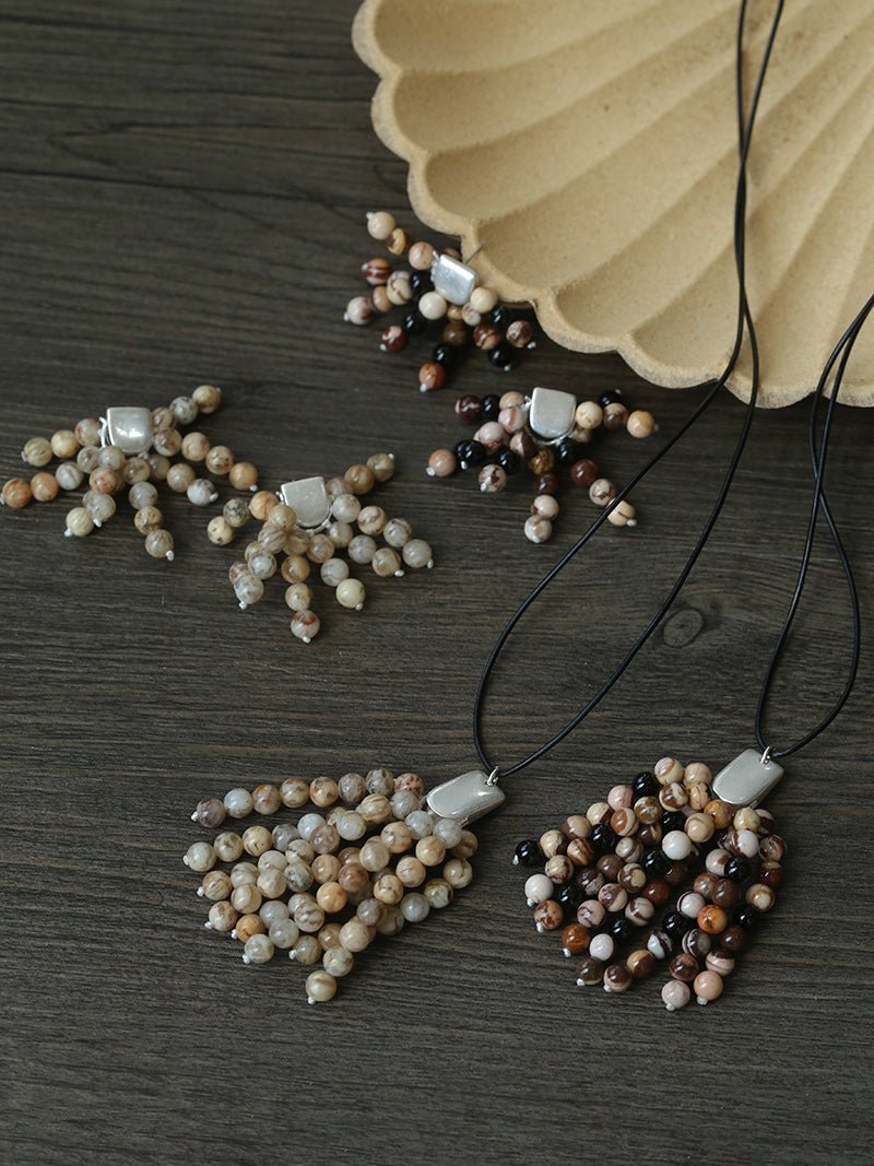 Zebra Stone Tassel Earrings - floysun