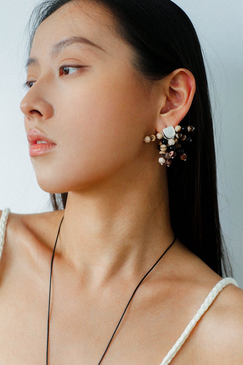 Zebra Stone Tassel Earrings - floysun