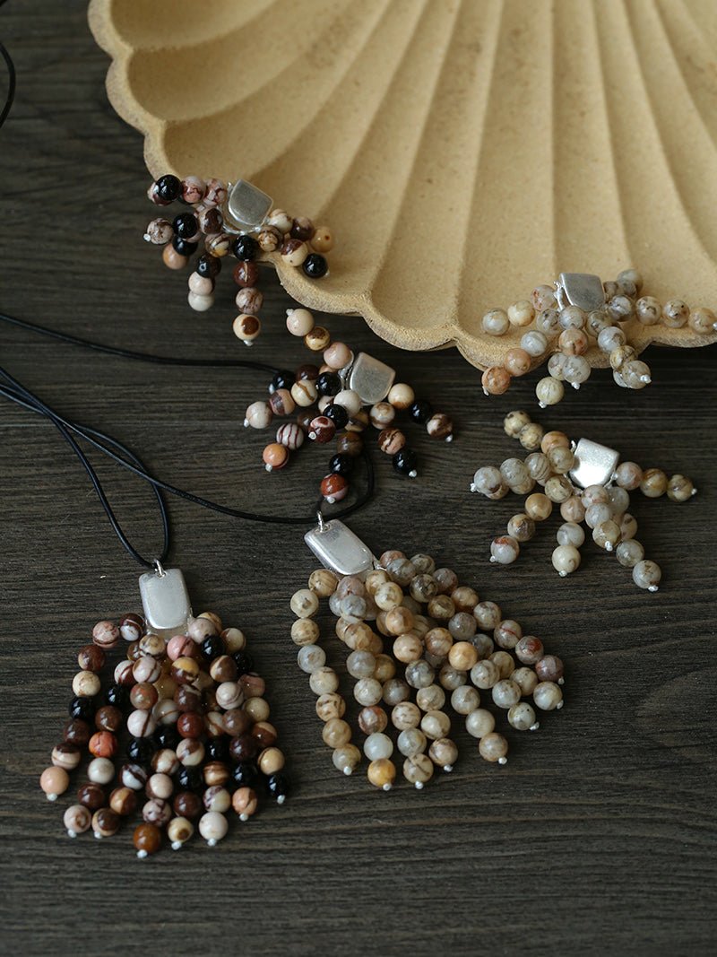 Zebra Stone Tassel Earrings - floysun