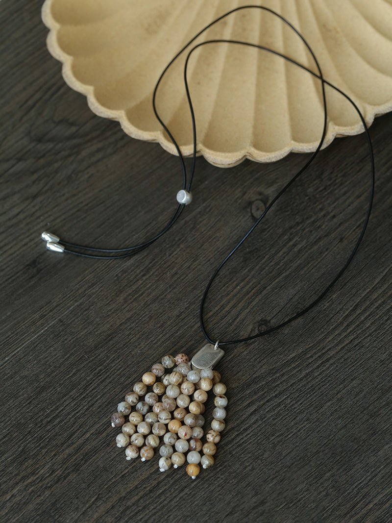 Zebra Stone Tassel Necklace - floysun