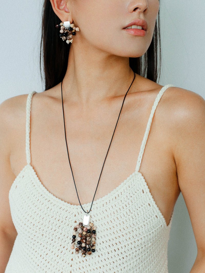 Zebra Stone Tassel Necklace - floysun
