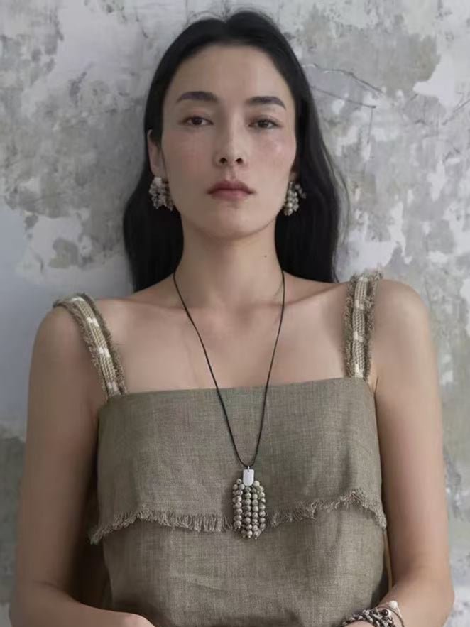 Zebra Stone Tassel Necklace - floysun