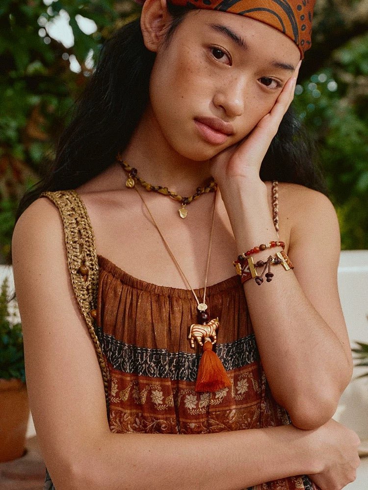 Zebra Tassel Long Necklace - floysun
