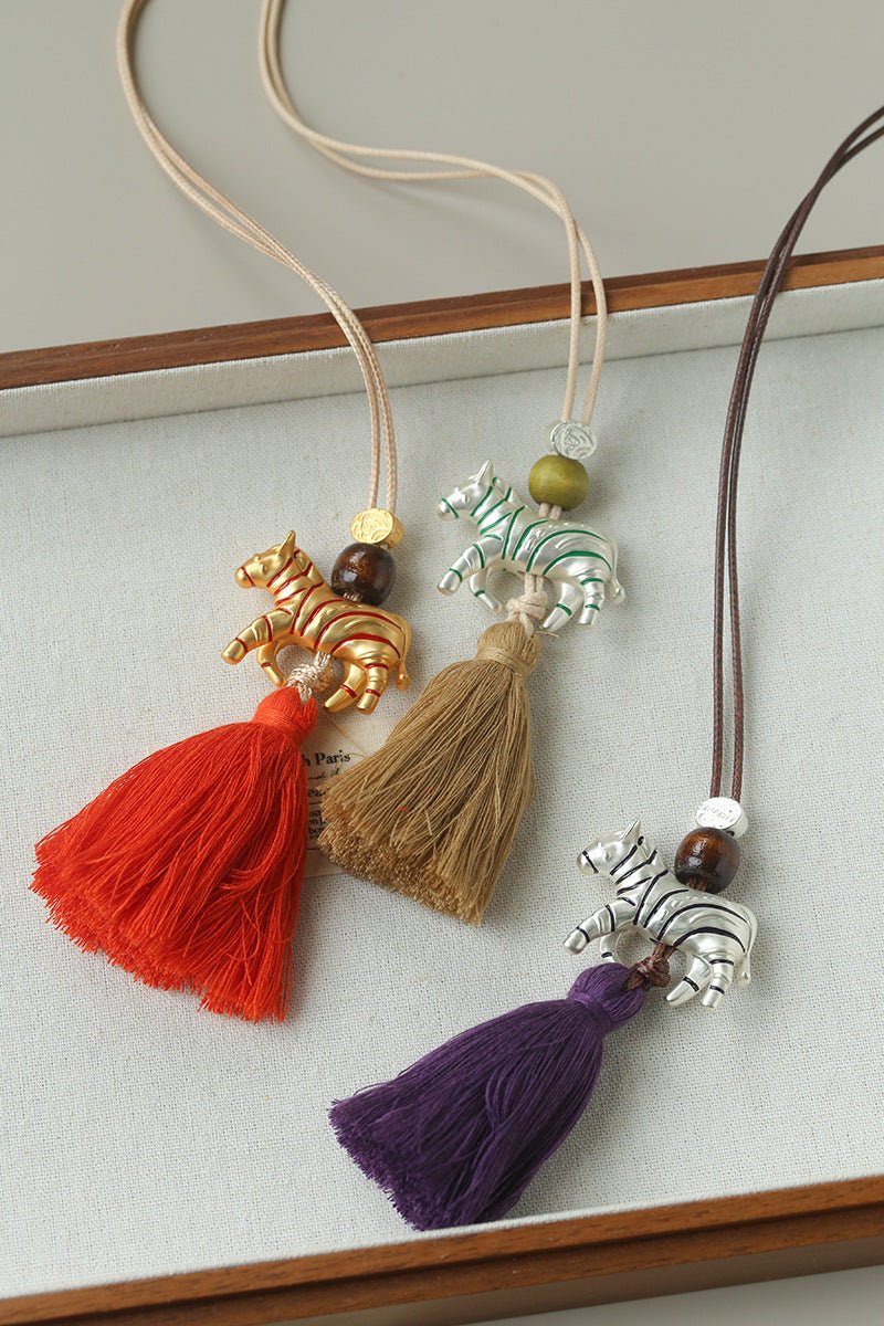 Zebra Tassel Long Necklace - floysun