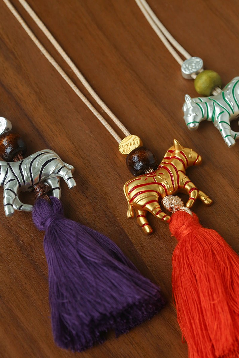 Zebra Tassel Long Necklace - floysun