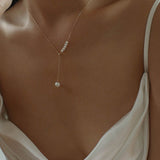 14K Gold Filled Retro Pearl Y-chain Pearl Necklace D - floysun