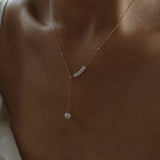 14K Gold Filled Retro Pearl Y-chain Pearl Necklace D - floysun