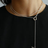 925 Silver Chain Double Y Long Necklace - floysun