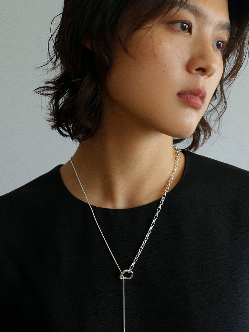 925 Silver Chain Double Y Long Necklace - floysun