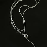 925 Silver Chain Double Y Long Necklace - floysun
