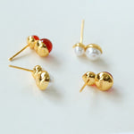 925 Silver Mini Gourd Pearl Stud Earrings - floysun