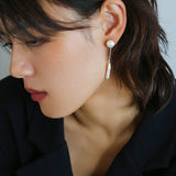 925 Silver Toothpick Pearl Long Earrings - floysun