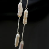925 Silver Toothpick Pearl Long Earrings - floysun