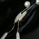 925 Silver Toothpick Pearl Long Earrings - floysun
