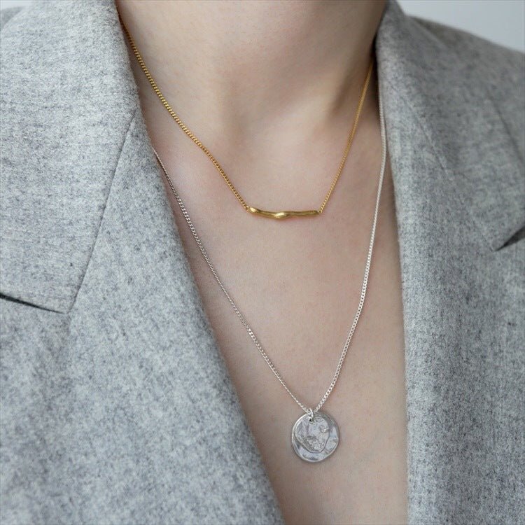 925 Sterling Silve Metal Toothpick Necklace - floysun