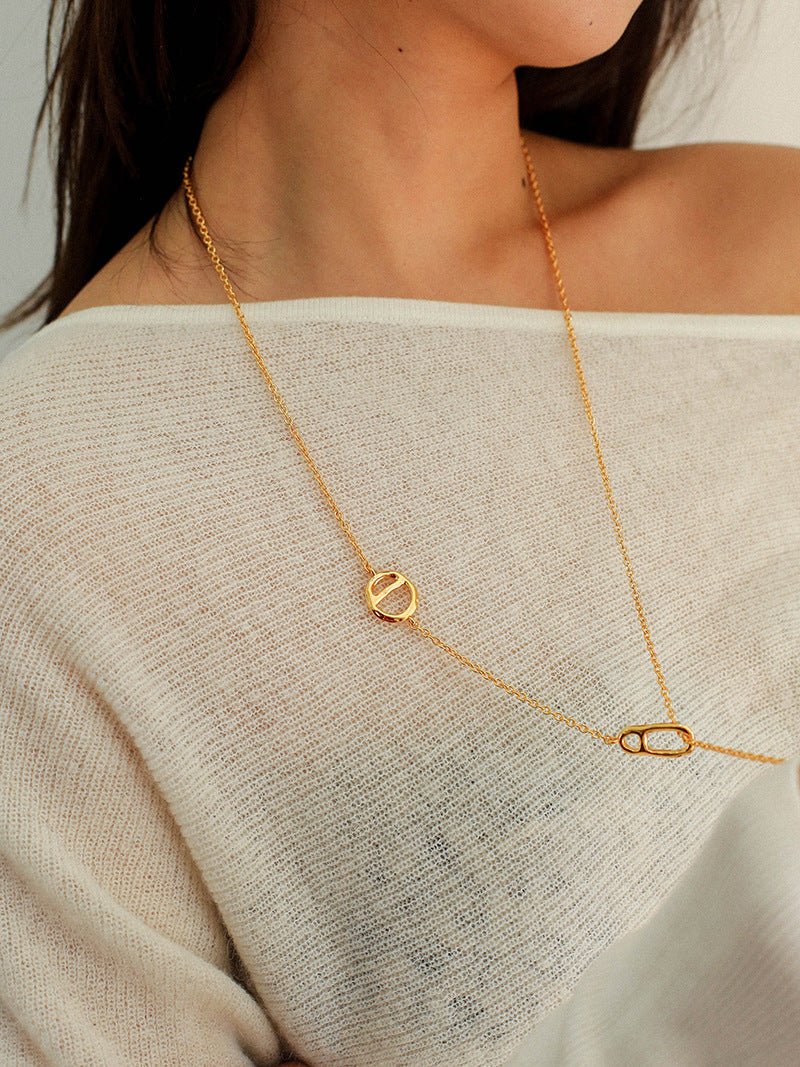 925 Sterling Silver Pig Nose Long Sweater Necklace - floysun