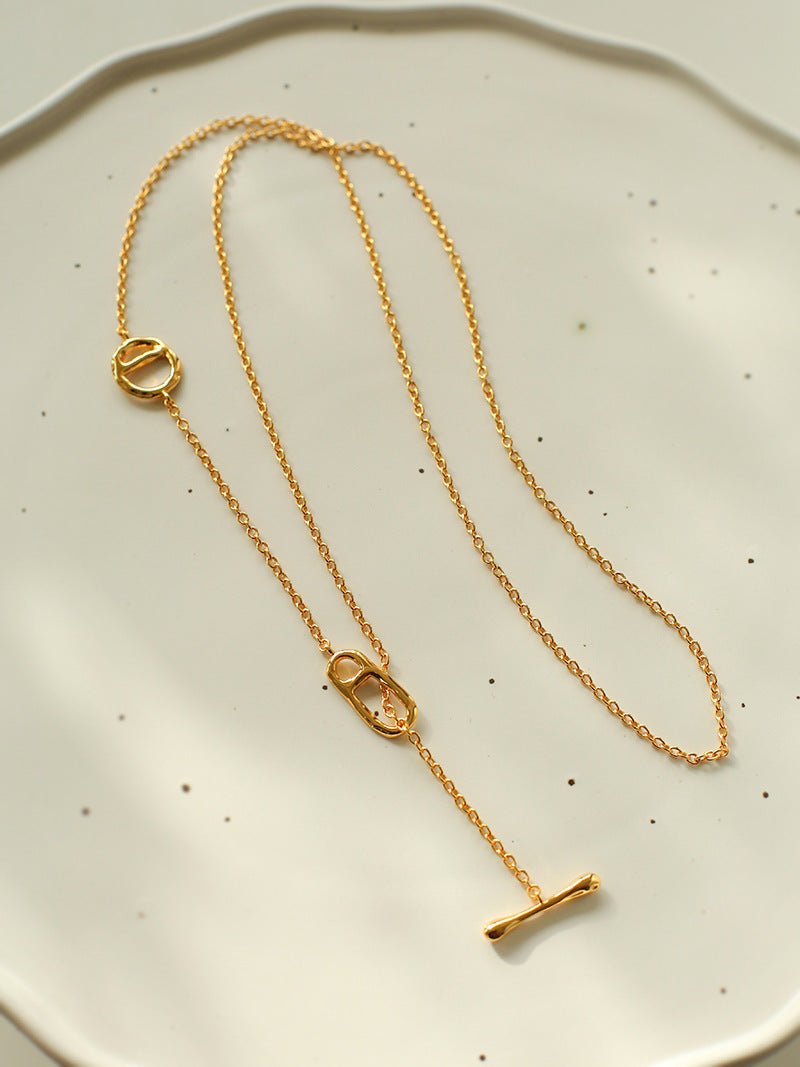 925 Sterling Silver Pig Nose Long Sweater Necklace - floysun