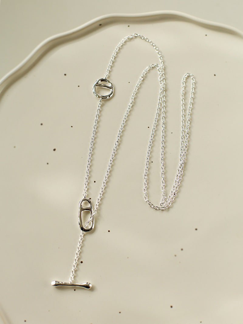 925 Sterling Silver Pig Nose Long Sweater Necklace - floysun