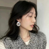 Abstract Wave Texture Statement Earrings - floysun