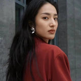 Abstract Wave Texture Statement Earrings - floysun
