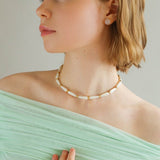Artisanal White Mother-of-Pearl Beaded Necklace - floysun