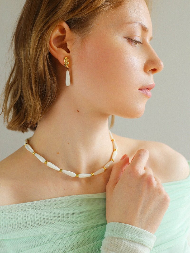 Artisanal White Mother-of-Pearl Beaded Necklace - floysun