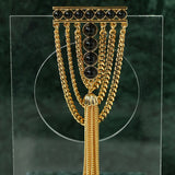 Ball Black Onyx Stone Tassel Brooches - floysun