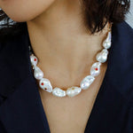 Baroque Colored Diamond Pearl Necklace - floysun