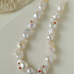 Baroque Colored Diamond Pearl Necklace - floysun